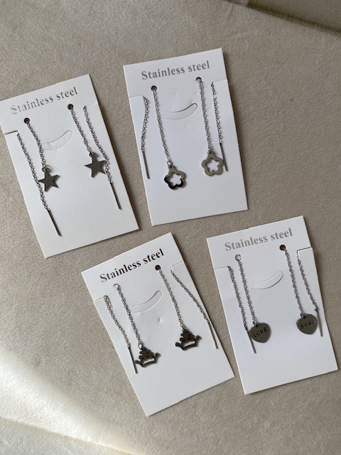 گوشواره بخیه نقره ای